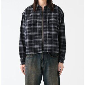 Beams Plus Heavyweight Oversized Cropped Black Flannel